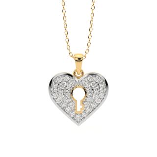 Lock Heart Diamond Pendant